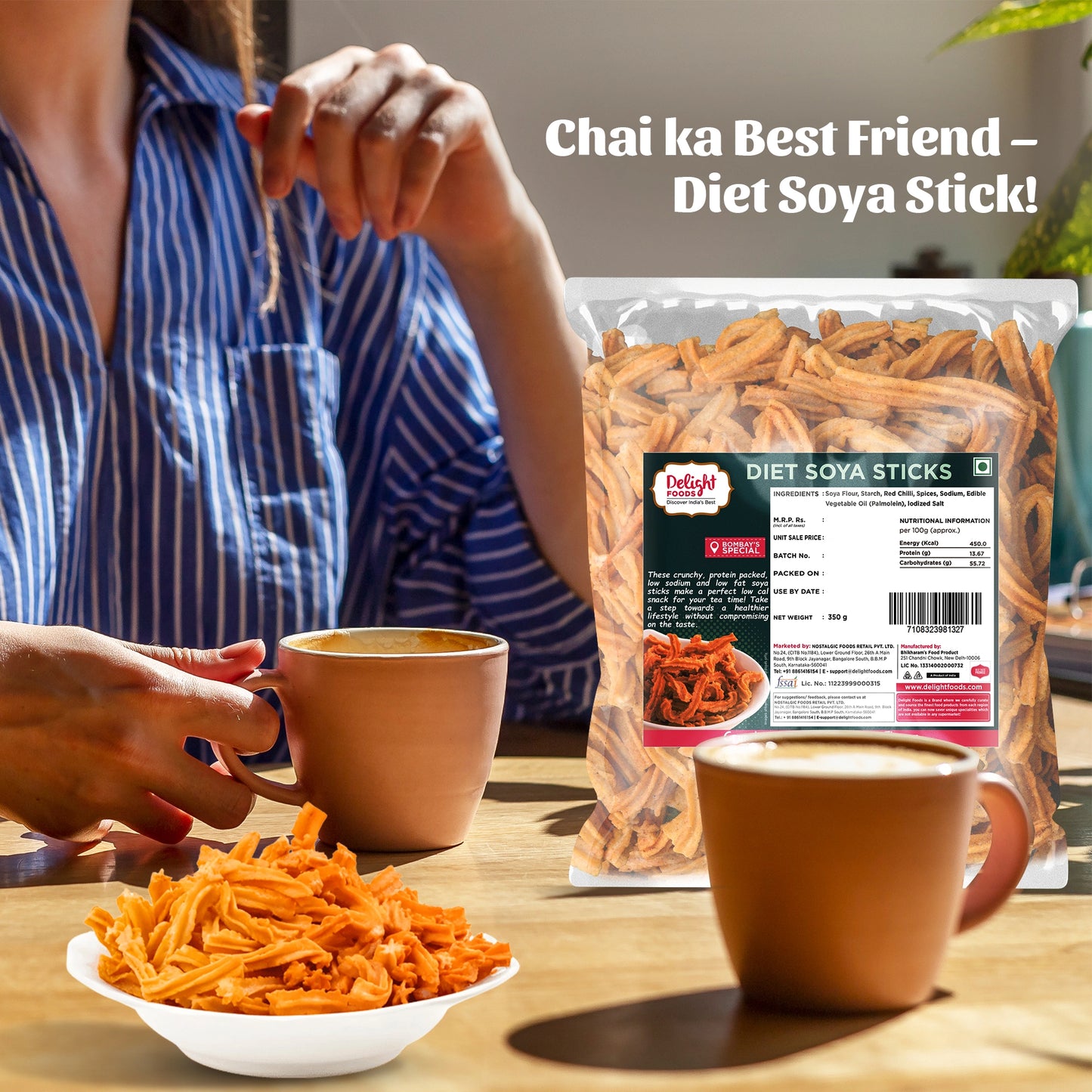Diet soya stick with cup of tea