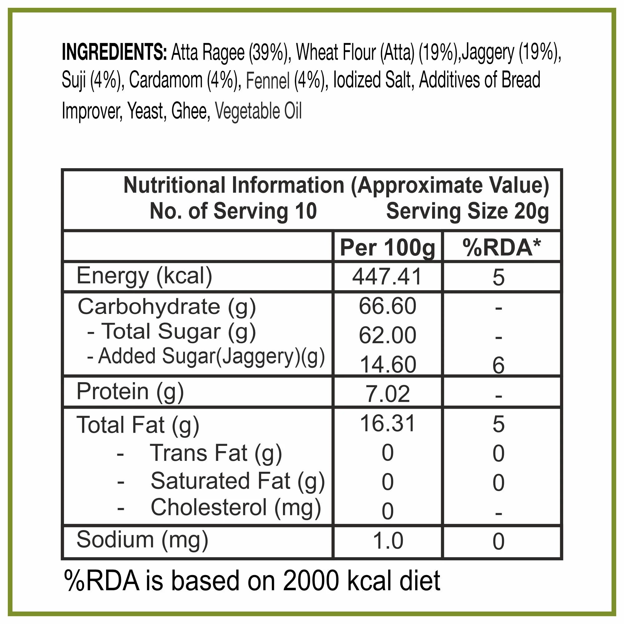 Gur Ragi Rusk with Saunf Elaichi 200gm