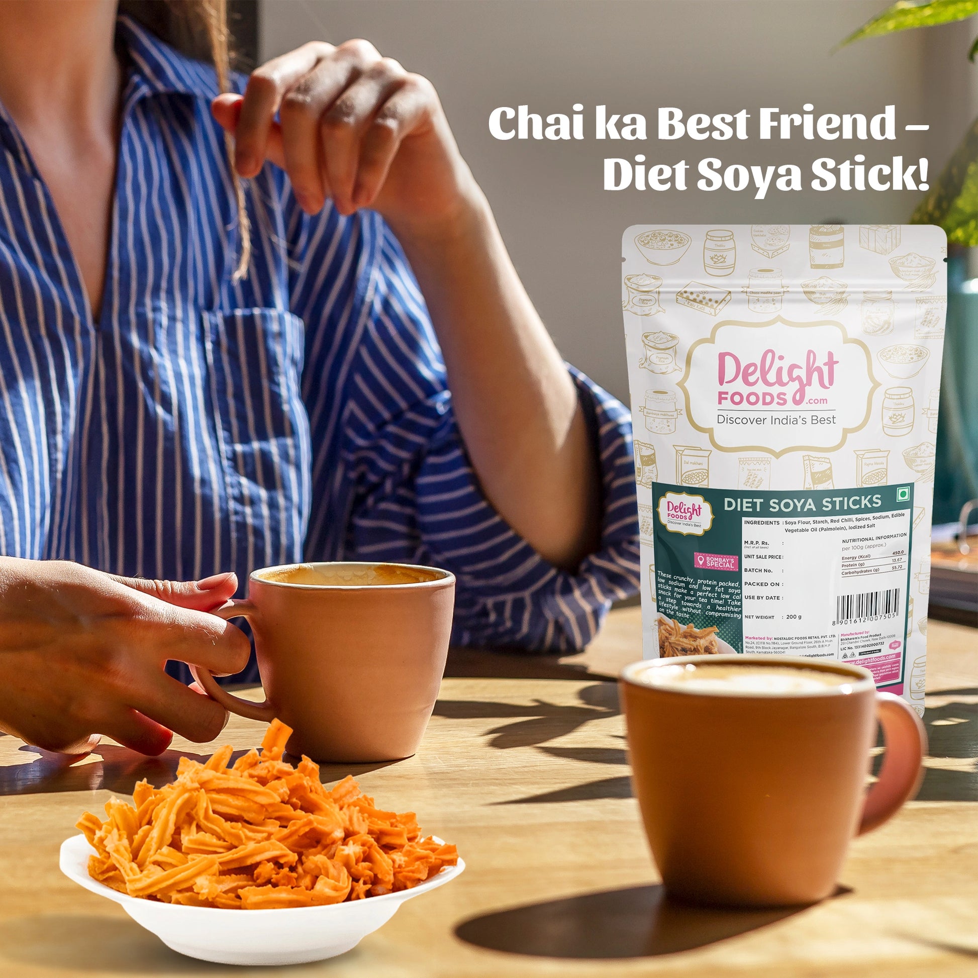 Diet soya sticks  with cup of tea