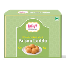 Box of Delight Foods Besan Laddu with a green background