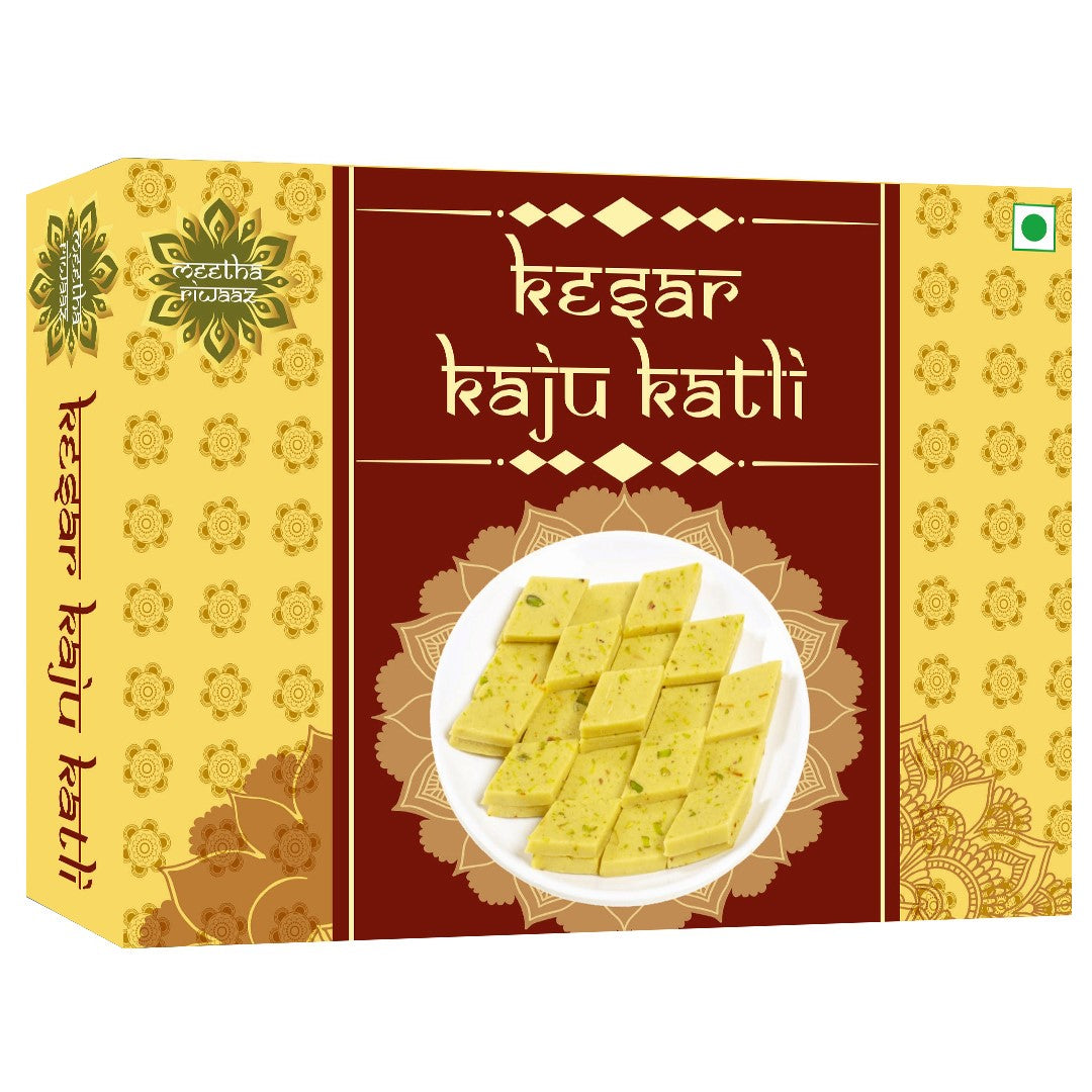 Kesar Kaju Katli 500g – Delight Foods